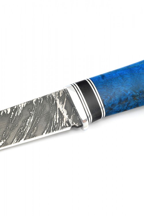 Нож Оскал сталь D2 рукоять кап клена синий 