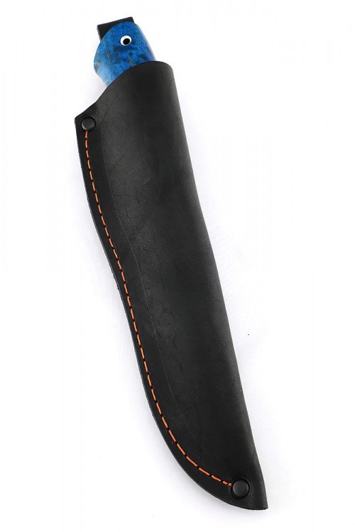 Нож Оскал сталь D2 рукоять кап клена синий 