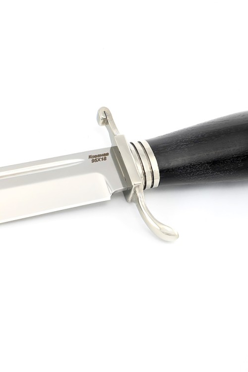 Нож финка НКВД сталь 95Х18 рукоять мельхиор черный граб 