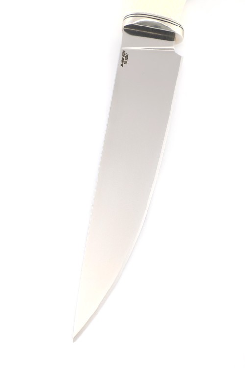 Нож Клык сталь S390, низельбер, вставка элфорин железное дерево 