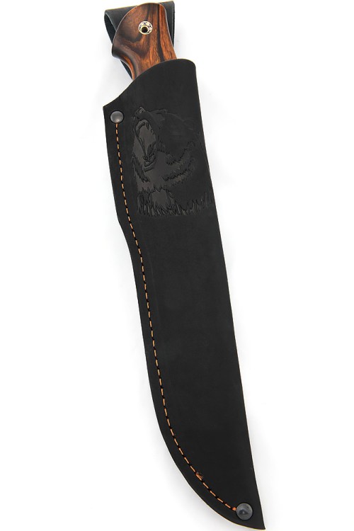 Нож Клык сталь S390, низельбер, вставка элфорин железное дерево 