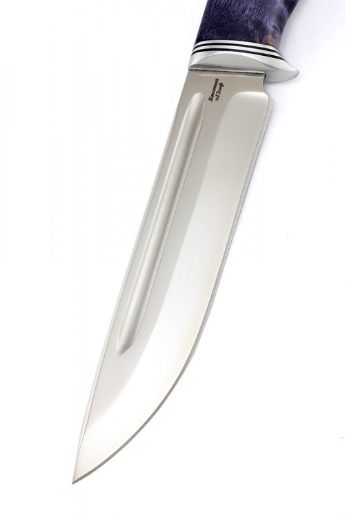 Нож Лось сталь кованая х12мф рукоять стабилизированая карельская береза фиолетовая 