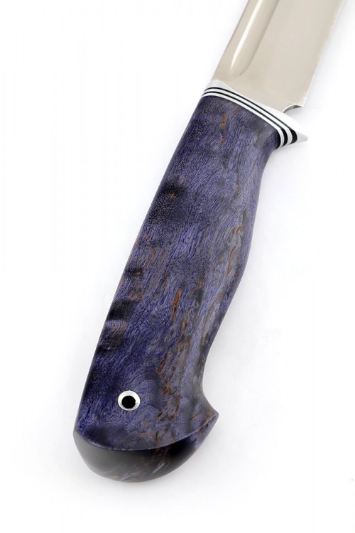 Нож Лось сталь кованая х12мф рукоять стабилизированая карельская береза фиолетовая 