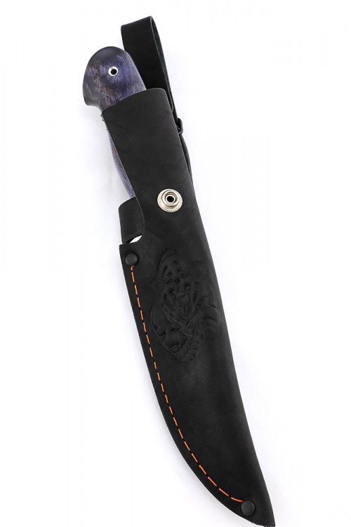 Нож Лось сталь кованая х12мф рукоять стабилизированая карельская береза фиолетовая 