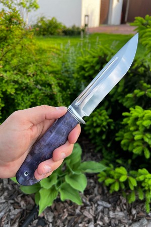 Нож Лось сталь кованая х12мф рукоять стабилизированая карельская береза фиолетовая