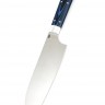 Кухонный нож Сантоку большой кованая сталь 95х18 рукоять G10 синяя 