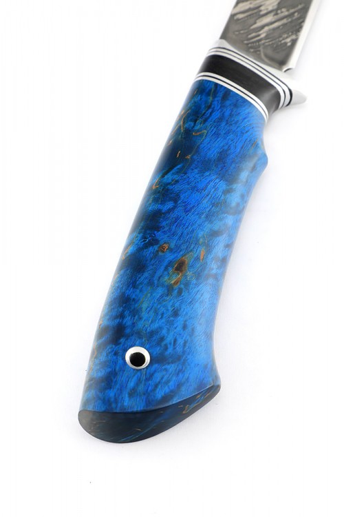 Нож Пума сталь D2 рукоять кап клена синий 