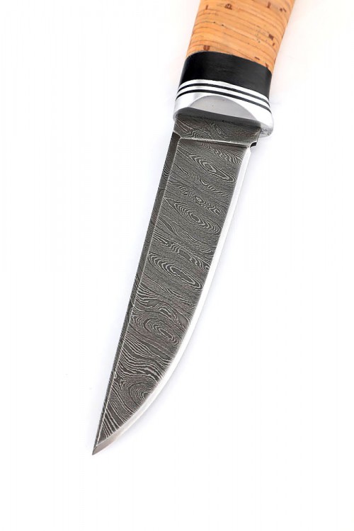 Нож Шмель сталь дамаск рукоять береста 