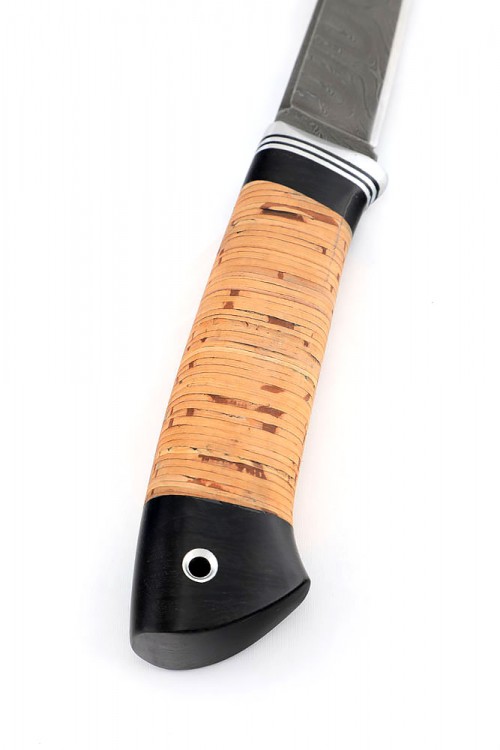 Нож Шмель сталь дамаск рукоять береста 