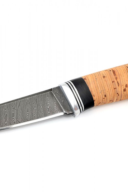 Нож Шмель сталь дамаск рукоять береста 