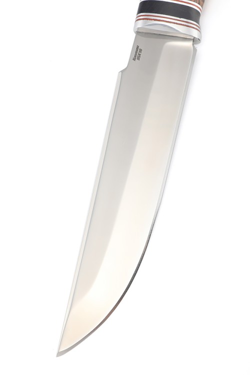 Нож Бурлак сталь кованая 95Х18 рукоять вставка черный граб, карельская береза коричневая 