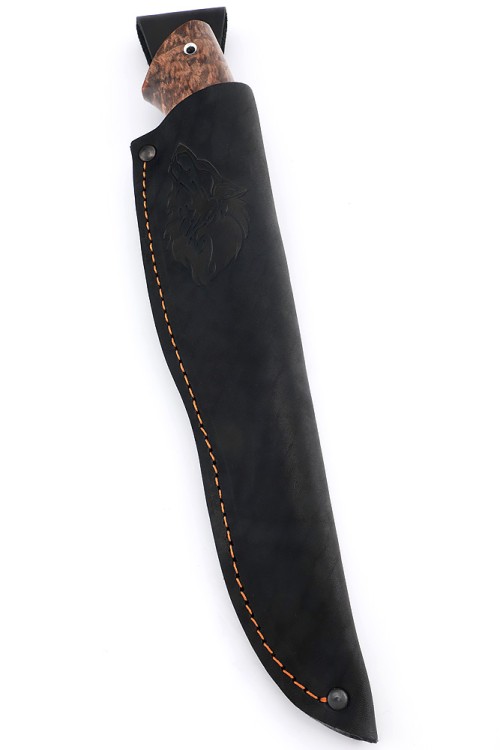Нож Бурлак сталь кованая 95Х18 рукоять вставка черный граб, карельская береза коричневая 