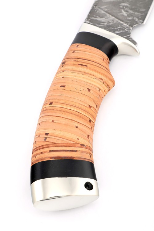 Нож Шкурник сталь D2 рукоять мельхиор береста 