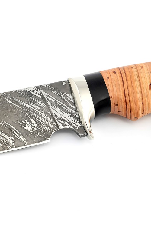 Нож Шкурник сталь D2 рукоять мельхиор береста 