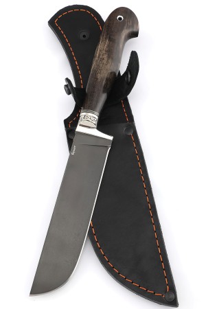 Нож Узбекский сталь булат, рукоять мельхиор, карельская береза коричневая