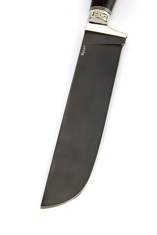 Нож Узбекский сталь булат, рукоять мельхиор, карельская береза коричневая 