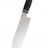 Кухонный нож Сантоку большой кованая сталь 95х18 рукоять бубинга, фибра, черный граб 