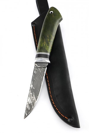 Нож Шмель сталь D2 рукоять карельская береза зеленая