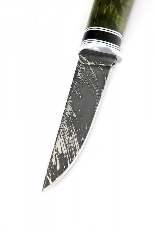 Нож Шмель сталь D2 рукоять карельская береза зеленая 