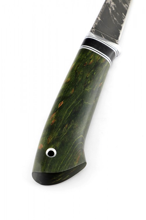 Нож Шмель сталь D2 рукоять карельская береза зеленая 