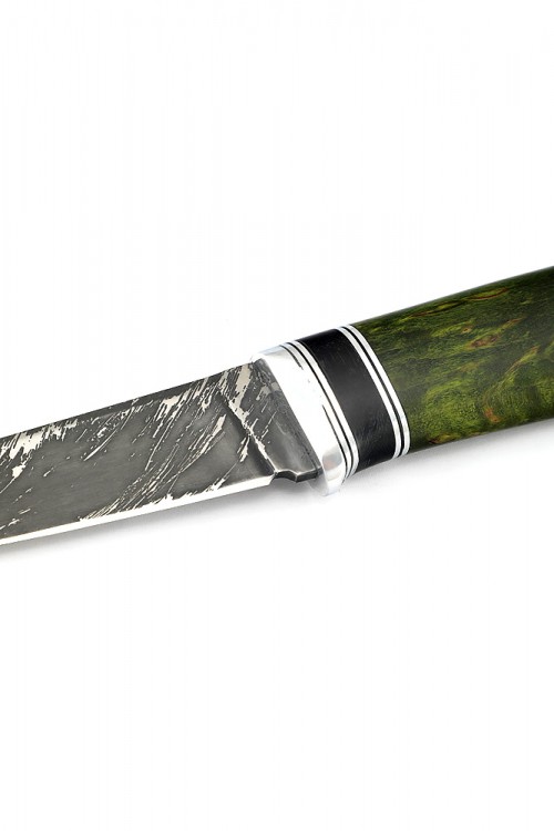 Нож Шмель сталь D2 рукоять карельская береза зеленая 