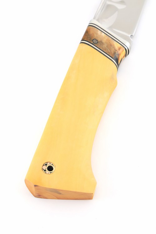 Нож Гризли сталь Elmax фигурные долы рукоять вставка зуб мамонта, самшит 