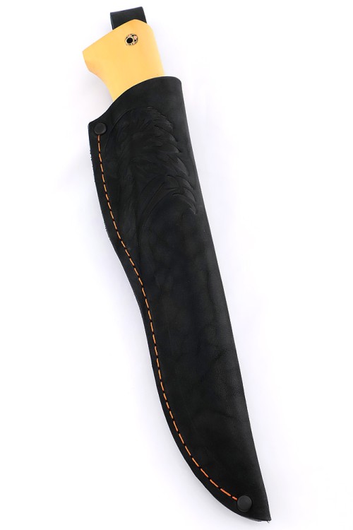 Нож Гризли сталь Elmax фигурные долы рукоять вставка зуб мамонта, самшит 