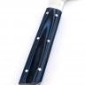 Кухонный нож Сантоку малый кованая сталь 95x18 рукоять G10 синяя 