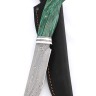 Нож Берсерк сталь нержавеющий дамаск фигурные долы рукоять кап клена зеленый 