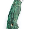 Нож Берсерк сталь нержавеющий дамаск фигурные долы рукоять кап клена зеленый 