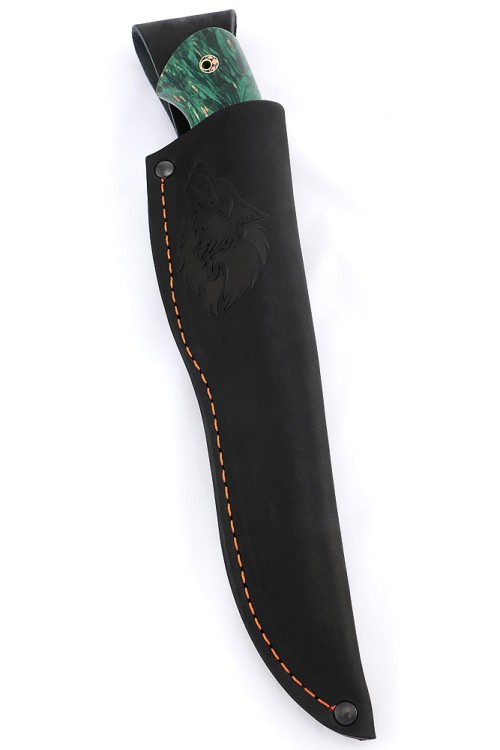 Нож Берсерк сталь нержавеющий дамаск фигурные долы рукоять кап клена зеленый 