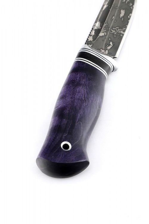 Нож Малыш сталь D2 рукоять карельская береза фиолетовая 