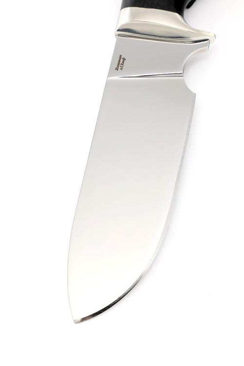 Нож Шкурник сталь кованая Х12МФ рукоять мельхиор черный граб 