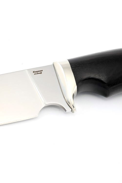 Нож Шкурник сталь кованая Х12МФ рукоять мельхиор черный граб 