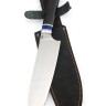 Кухонный нож Сантоку большой кованая сталь 95х18 рукоять вставка акрил синий, черный граб 