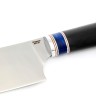 Кухонный нож Сантоку большой кованая сталь 95х18 рукоять вставка акрил синий, черный граб 
