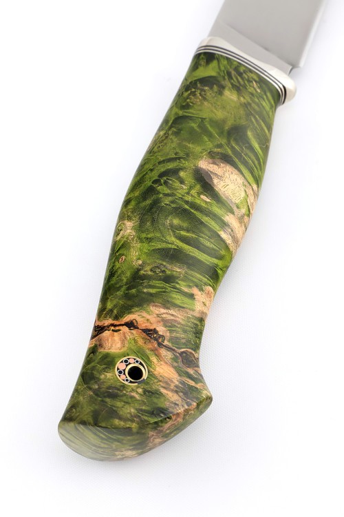 Нож Разделочный сталь Elmax, рукоять кап клена зеленый 