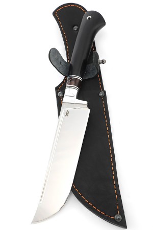 Нож узбекский-3 сталь кованая 95х18, рукоять вставка акрил коричневый, черный граб