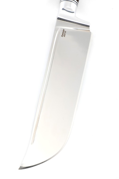 Нож Узбек-3 сталь кованая 95х18 рукоять вставка акрил коричневый черный граб 