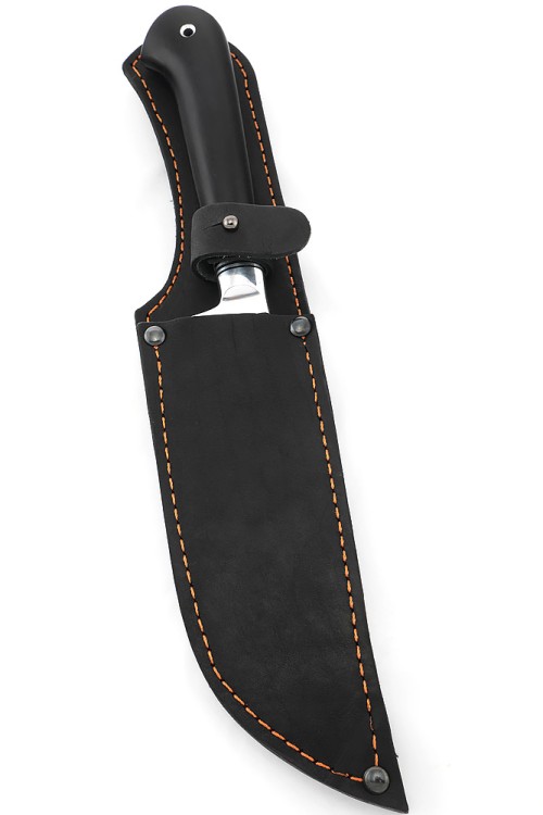 Нож Узбек-3 сталь кованая 95х18 рукоять вставка акрил коричневый черный граб 