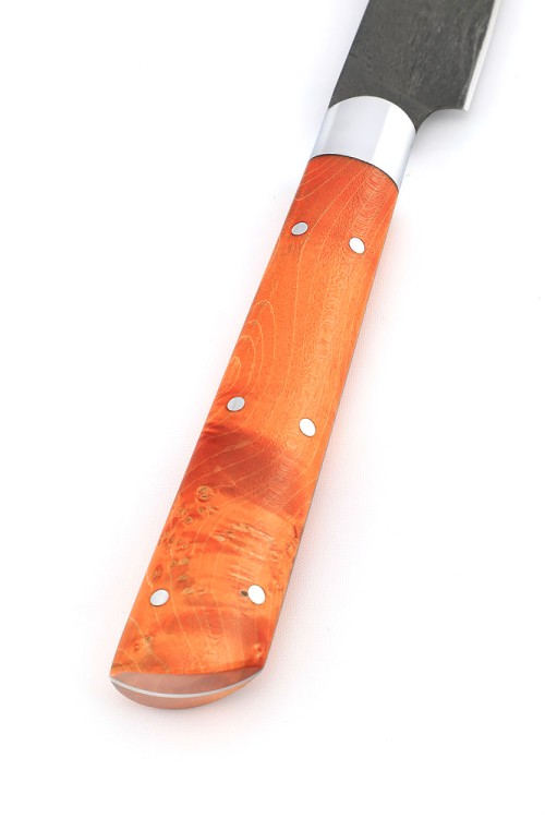 Нож Шеф Филейный булат стабилизированный кап клена оранжевый цельнометаллический 