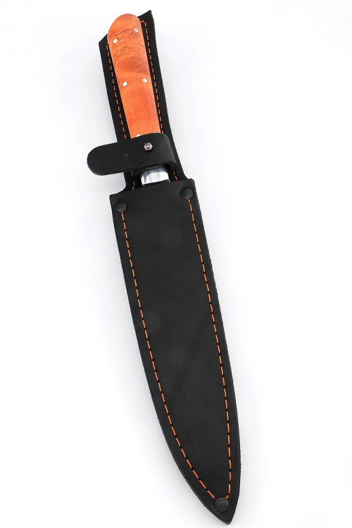 Нож Шеф Филейный булат стабилизированный кап клена оранжевый цельнометаллический 