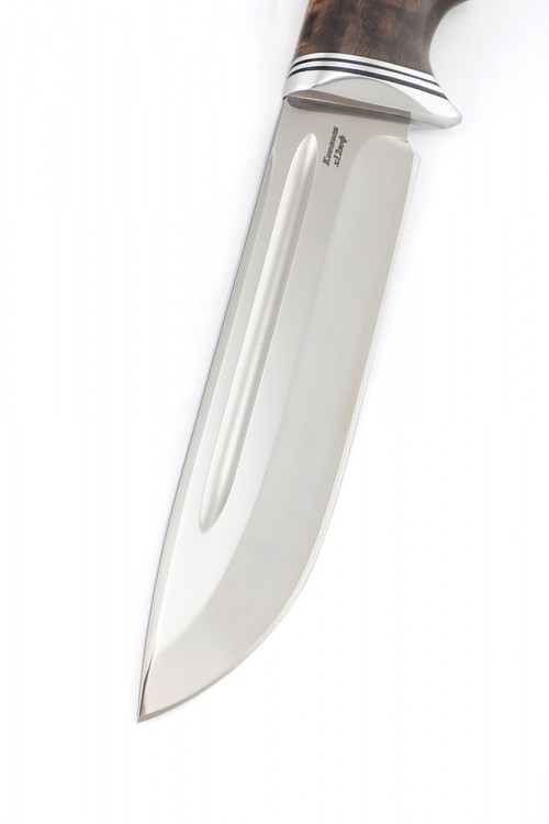 Нож Охотничий из кованой стали х12мф рукоять стабилизированная карельская береза коричневая 