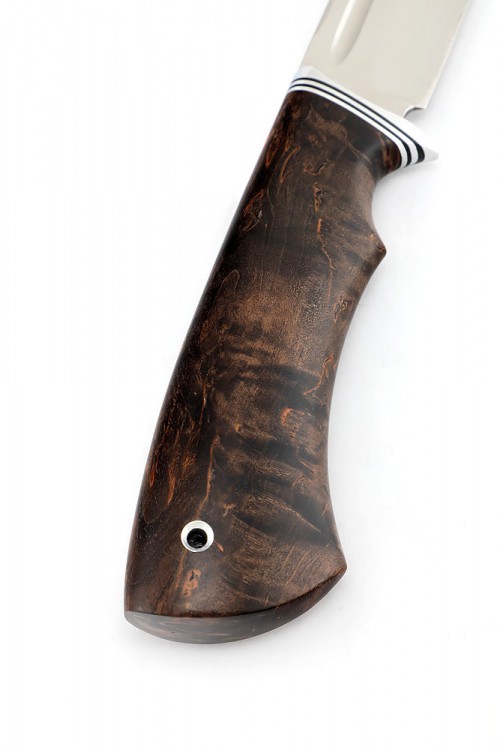 Нож Охотничий из кованой стали х12мф рукоять стабилизированная карельская береза коричневая 