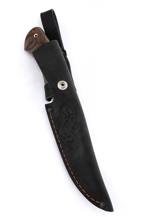 Нож Охотничий из кованой стали х12мф рукоять стабилизированная карельская береза коричневая 