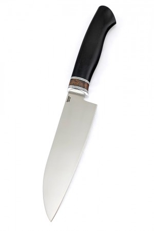 Кухонный нож Сантоку средний кованая сталь 95х18 рукоять бубинга, фибра, дюраль
