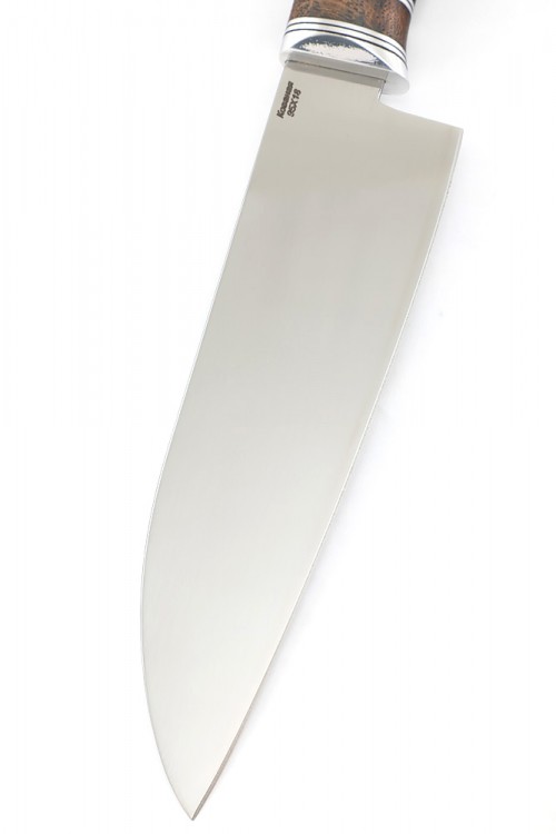 Кухонный нож Сантоку средний кованая сталь 95х18 рукоять бубинга фибра дюраль 