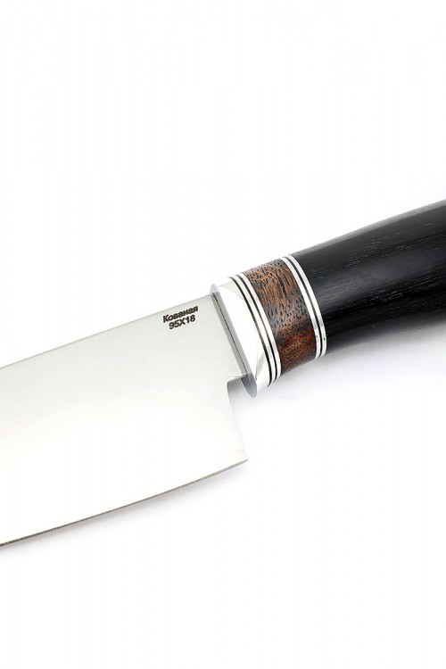 Кухонный нож Сантоку средний кованая сталь 95х18 рукоять бубинга фибра дюраль 