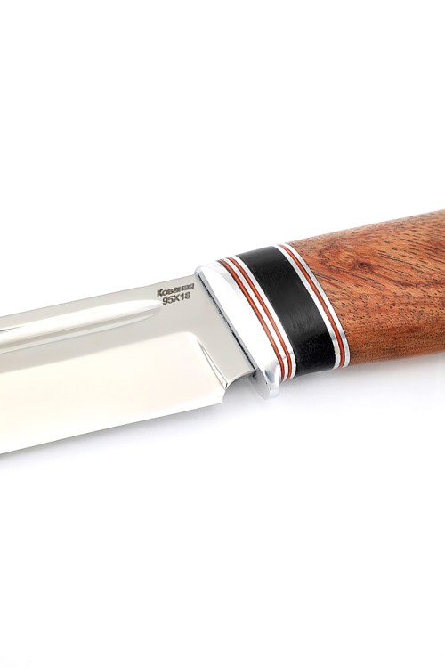 Нож Пеленгас сталь кованая 95Х18 рукоять вставка черный граб, бубинга 