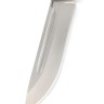 Нож Лось сталь S390 рукоять мельхиор, вставка зуб мамонта, кап клена коричневый 